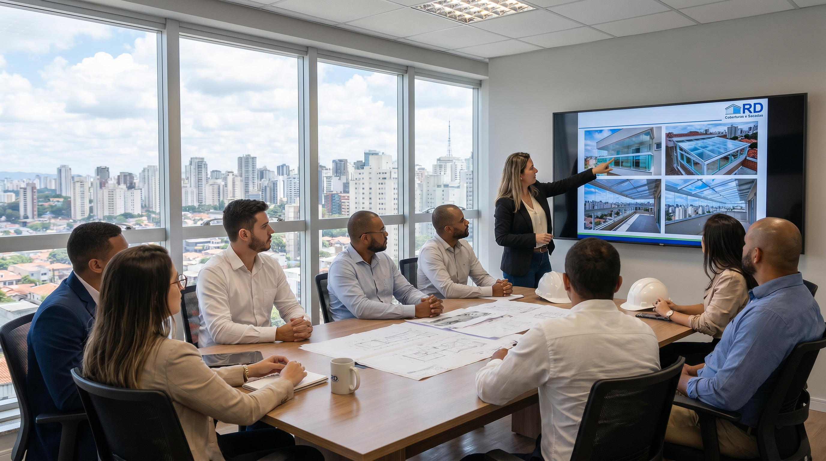 Equipe RD Coberturas e Sacadas em obra